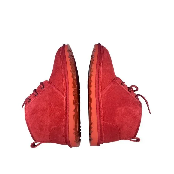 New UGG NEUMEL Mid Top Casual Snow Boots Suede Red Fur Women's 8 EU39 - Picture 8 of 12